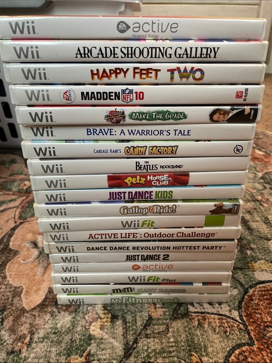 Nintendo Other - Nintendo Wii Game Stack with White Cases